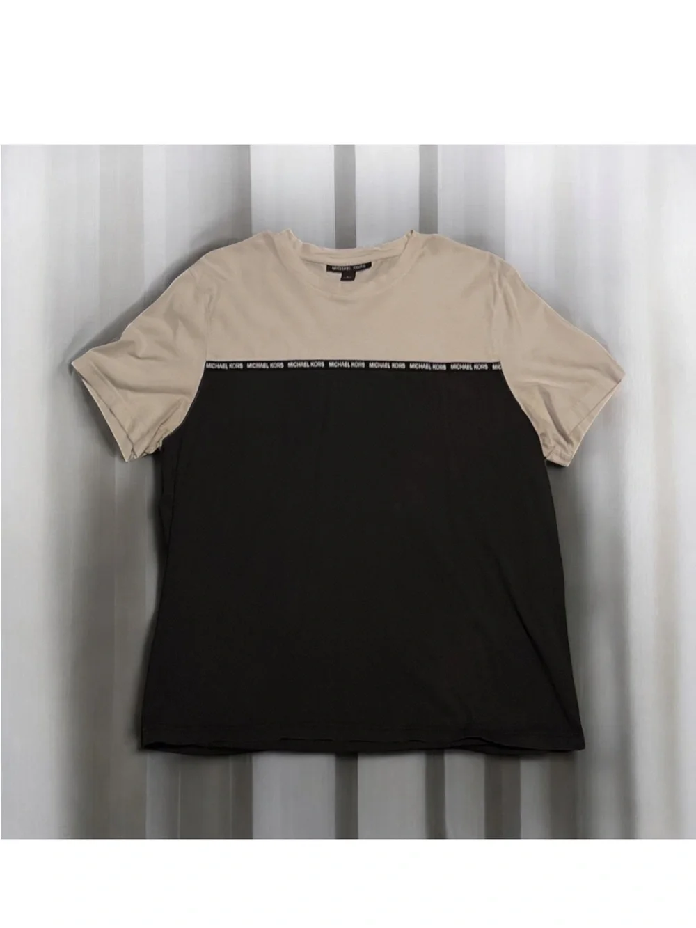 Michael Kors Black & White Tee Top ~ Size Large